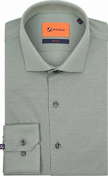 Suitable Slim-Fit Pique Hemd Grün - Größe 39 günstig online kaufen