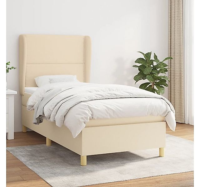 vidaXL Boxspringbett Boxspringbett mit Matratze Creme 90x200 cm Stoff Bett günstig online kaufen