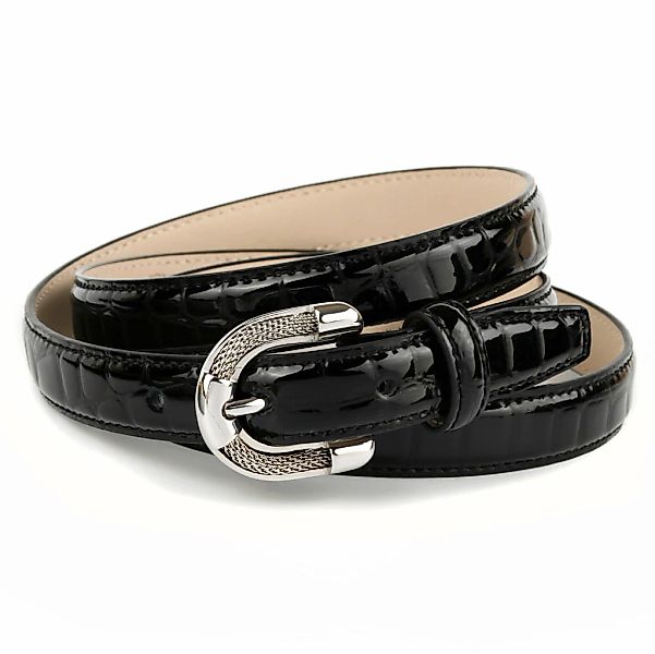 Anthoni Crown Ledergürtel, Lackledergürtel mit Krokomuster, elegante Schlie günstig online kaufen