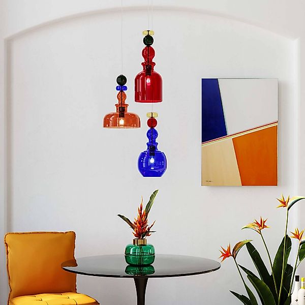 KARE Hängeleuchte Mazzo Tre, Glas multicolor, dreiflammig günstig online kaufen