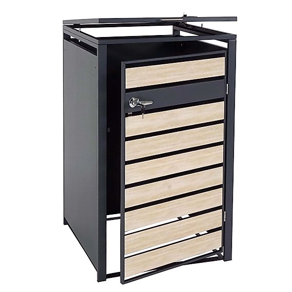 PROREGAL Mülltonnenbox 1er 117x68x80cm Anthrazit Buche-Holzoptik Hellbraun günstig online kaufen