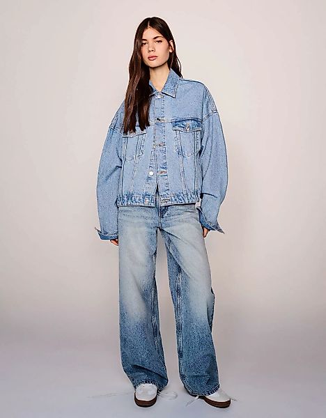 Bershka Boyfriend-Jeans Damen 44 Ausgewaschenes Blau günstig online kaufen