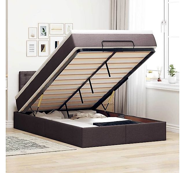 vidaXL Bett, Ottoman-Bett mit Matratze Dunkelbraun 120x200 cm Stoff günstig online kaufen