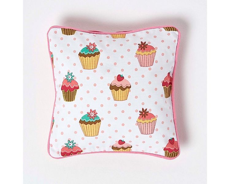Homescapes Kissenhülle Kissenbezug aus Baumwolle mit Cupcakes, 30 x 30 cm günstig online kaufen