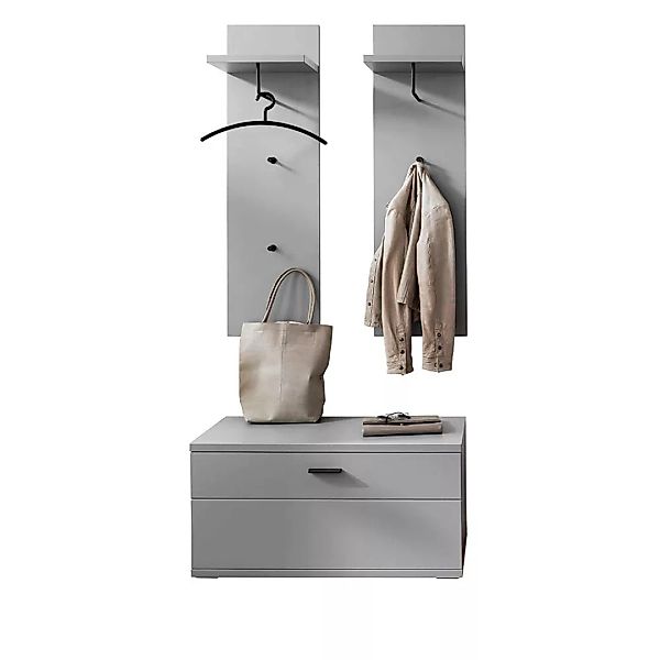 Garderoben-Set 3-teilig mit 2 Garderobenpaneelen, grau, modern, ALBUFEIRA-0 günstig online kaufen