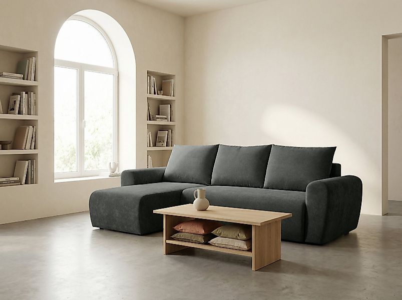 Home affaire Ecksofa Nortrud-Uni, 241 cm, L-Form, mit Schlaffunktion u. Bet günstig online kaufen