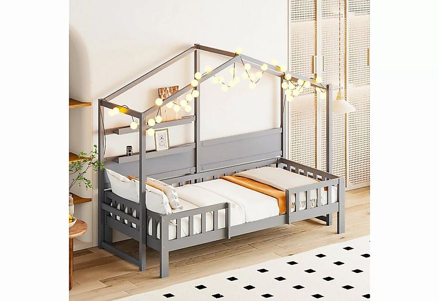 OKWISH Kinderbett mit lustigem Dach und Sicherheitszaun (Schlafsofa 90 x 20 günstig online kaufen
