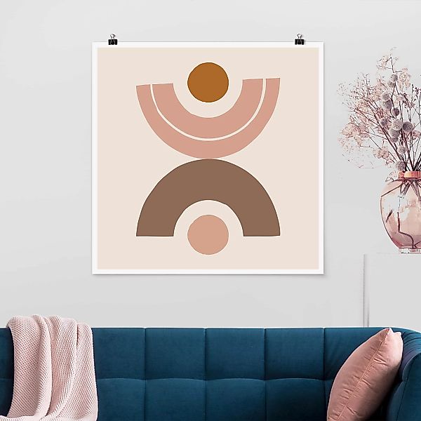 Poster Abstrakt - Quadrat Line Art Abstrakte Formen Pastell günstig online kaufen