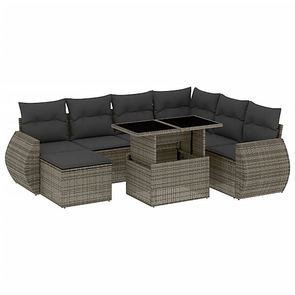 vidaXL 8-tlg Garten-Sofagarnitur mit Kissen Grau Poly Rattan Modell 144 günstig online kaufen