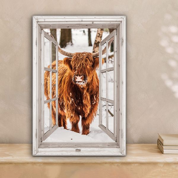 OneMillionCanvasses® Leinwandbild Schottische Highlander - Schnee günstig online kaufen