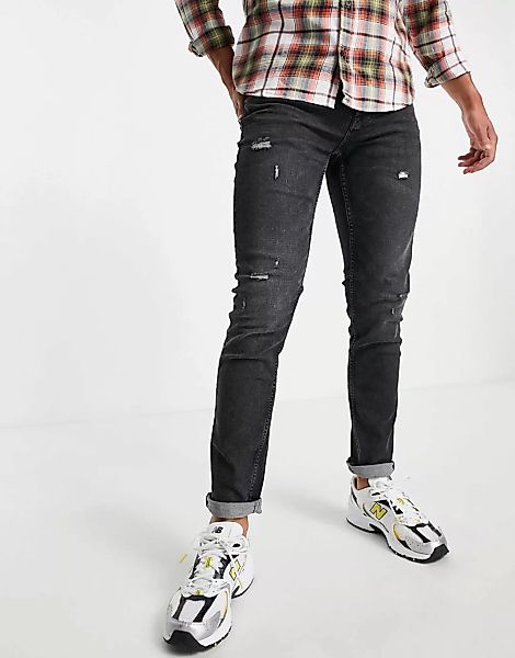 Only & Sons – Schmal geschnittene Jeans in verwaschenem Schwarz günstig online kaufen