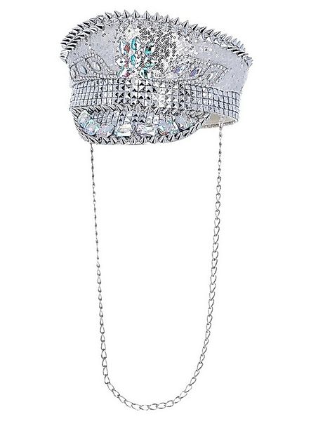 Smiffys Kostüm Silberne Klunkerkapitän Schirmmütze, Viel mehr Strass und Gl günstig online kaufen