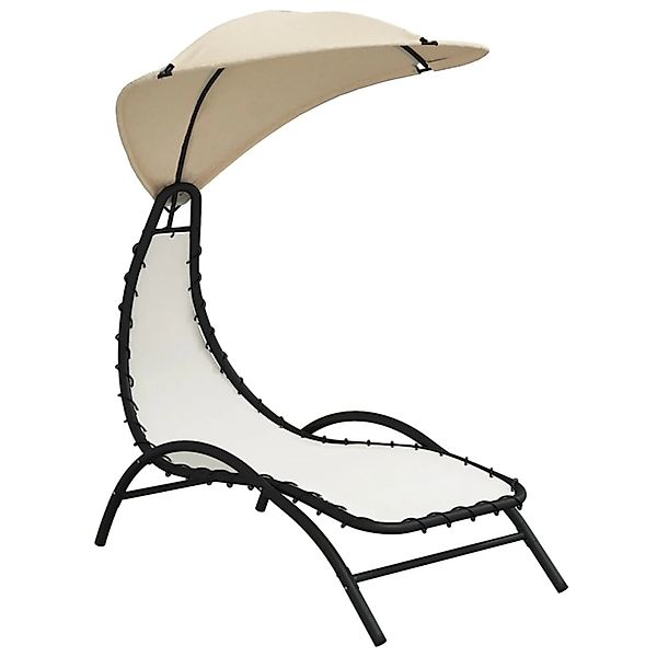 vidaXL Gartenliege Sonnenliege mit Dach Creme günstig online kaufen