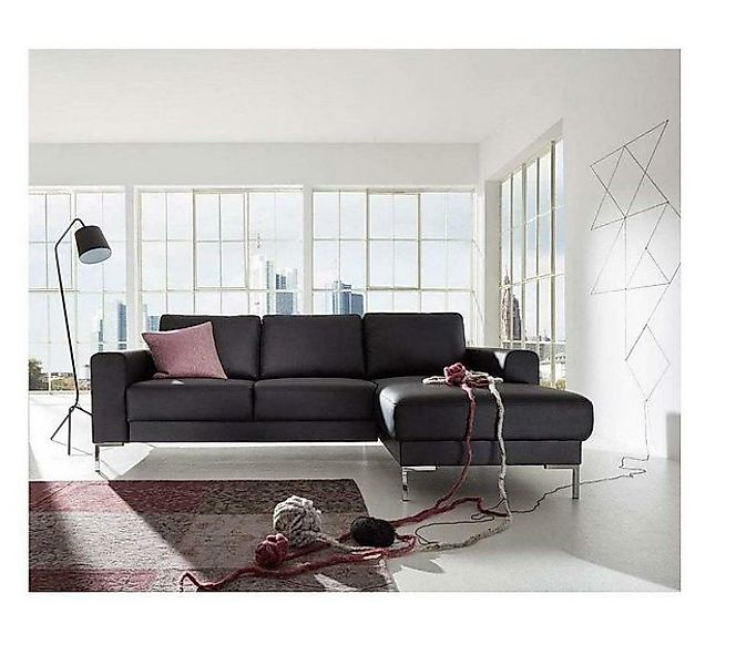 JVmoebel Sofa Leder L-Form Couch Wohnlandschaft Ecksofa Garnitur Schwarz, M günstig online kaufen