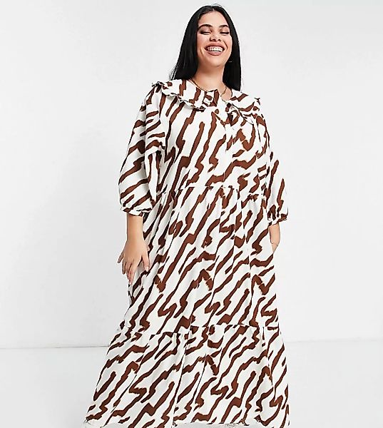 Glamorous Curve – Maxi-Hängerkleid im farblich abgestimmten Tigermuster mit günstig online kaufen