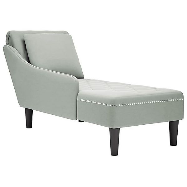 vidaXL Chaiselongue, Chaiselongue mit Kissen und Rechter Armlehne Hellgrau günstig online kaufen