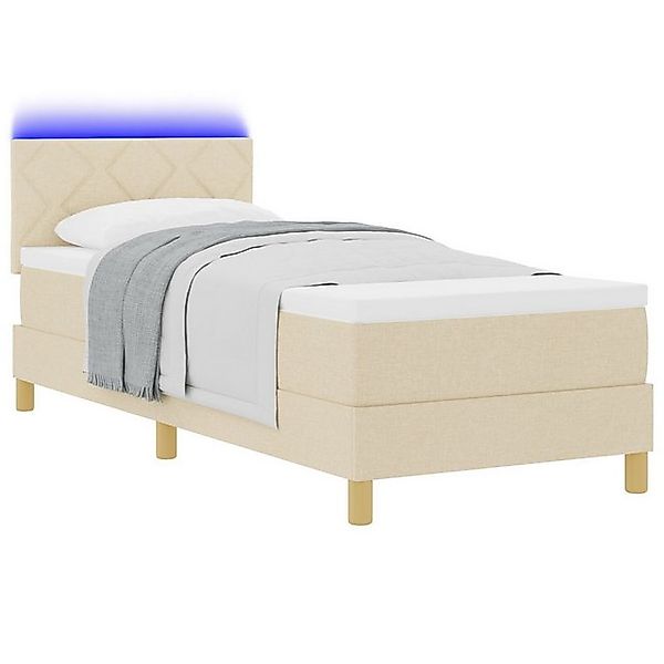 vidaXL Bett Boxspringbett mit Matratze & LED Creme 80x200 cm Stoff (1-tlg) günstig online kaufen