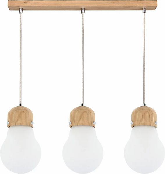 BRITOP LIGHTING Pendelleuchte »BULB WOOD«, 3 flammig, Leuchtmittel E27   oh günstig online kaufen