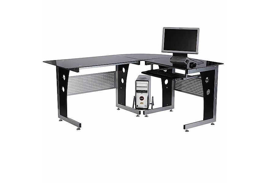 HOMCOM Computertisch Eckschreibtisch mit Sicherheitsglas günstig online kaufen