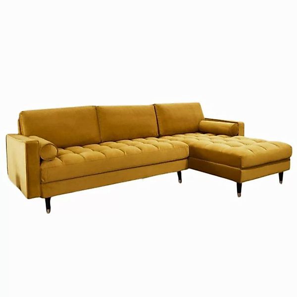 LebensWohnArt Sofa Ecksofa 260cm Ottomane beidseitig COMFORT senfgelb Samt günstig online kaufen