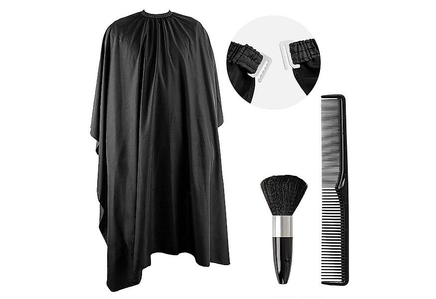 ECENCE Umhängeschürze Friseurumhang mit Kamm und Nackenpinsel - Schwarz, (3 günstig online kaufen