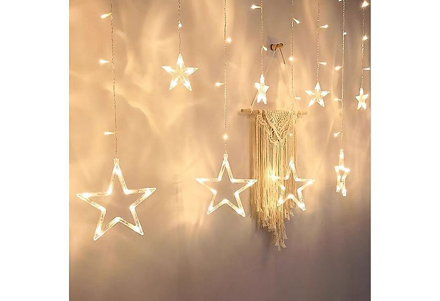Clanmacy LED-Lichterkette LED Lichterkette Sterne Lichtervorhang 138LEDs Xm günstig online kaufen