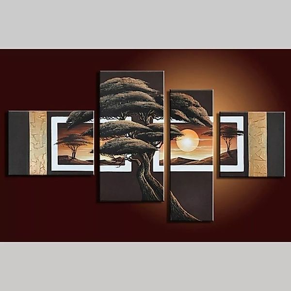 4 Leinwandbilder AFRIKA Baum (12) 120 x 70cm Handgemalt günstig online kaufen