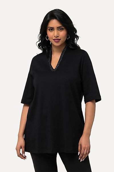 Ulla Popken T-Shirt T-Shirt A-Linie Kelchkragen günstig online kaufen