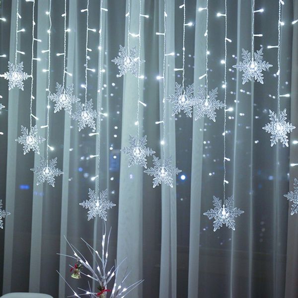 Qualra Lichtervorhang 96LEDs Schneeflocke Lichtervorhang Weihnachtsbeleucht günstig online kaufen