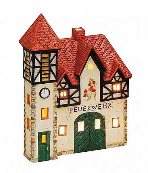 Wurm Dekoobjekt Lichthaus Windlicht-Haus Feuerwehr Porzellan günstig online kaufen