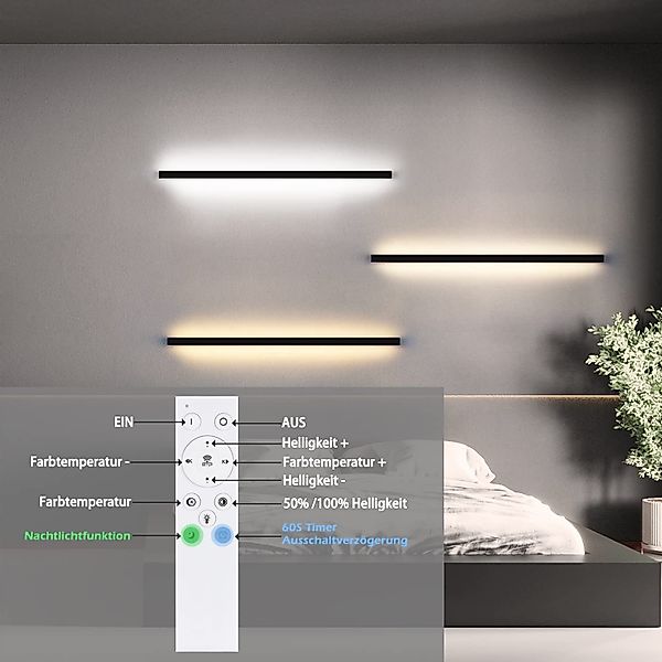Nettlife LED Wandleuchte Schwarz Dimmbar Innen günstig online kaufen