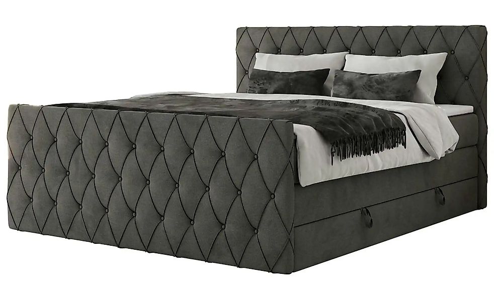 Boxspringbett mit Bettkasten Miren King Duo ¦ grau ¦ Maße (cm): B: 141 H: 1 günstig online kaufen