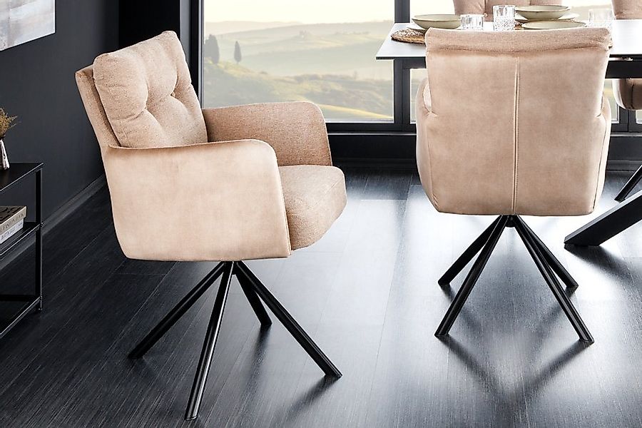 riess-ambiente Polsterstuhl BIG GEORGE champagner/schwarz– Samt & Strukturs günstig online kaufen