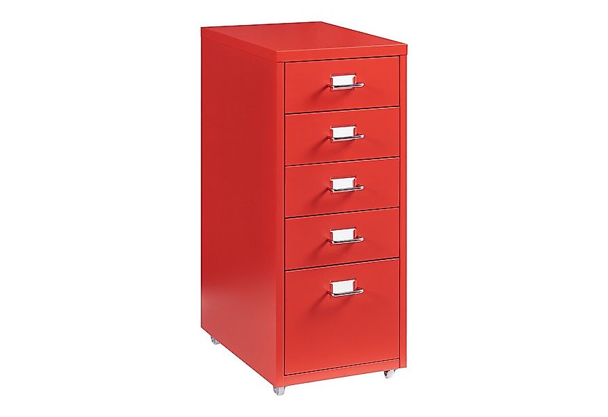 en.casa Rollcontainer, »Kökar« mit 5 Schubladen Bürowagen Rot günstig online kaufen