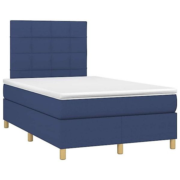 vidaXL Bett Boxspringbett mit Matratze & LED Blau 120x190 cm Stoff günstig online kaufen