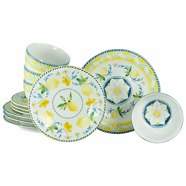 CreaTable Tafelservice Lemona bunt Steinzeug 12 tlg. günstig online kaufen