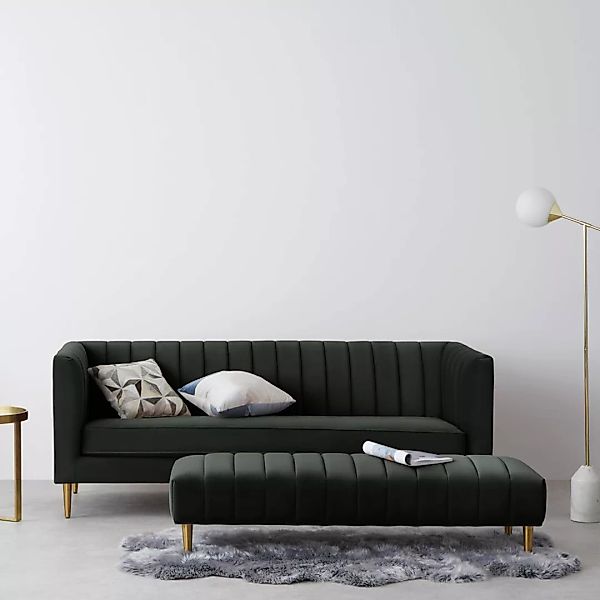 Amicie 3-Sitzer Sofa, Samt in Dunkelanthrazit - MADE.com günstig online kaufen