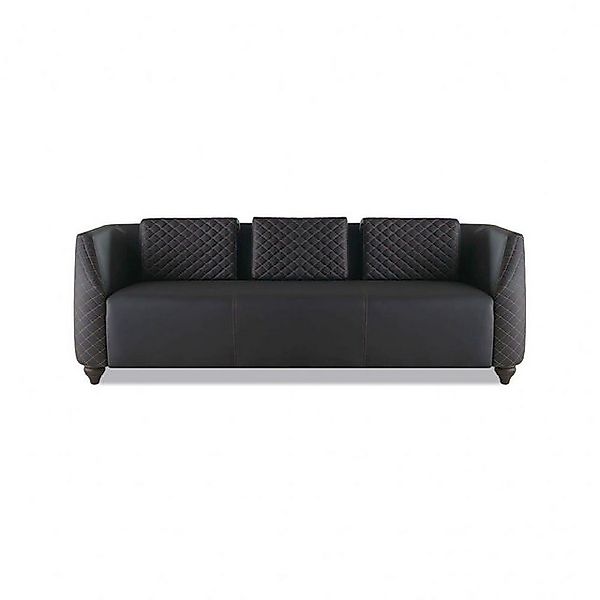 JVmoebel 3-Sitzer Ledersofa 3-Sitzer Schwarz Holz Modern Design Kissen Pols günstig online kaufen