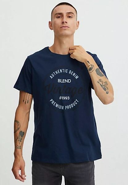 Blend T-Shirt Logo Print T-Shirt Rundhals Regular Fit Kurzarm Shirt Baumwol günstig online kaufen