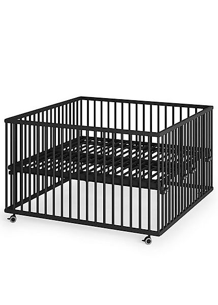 Sämann Babybett Laufgitter XXL 120x120 cm mit Lattenrost - Black Edition - günstig online kaufen