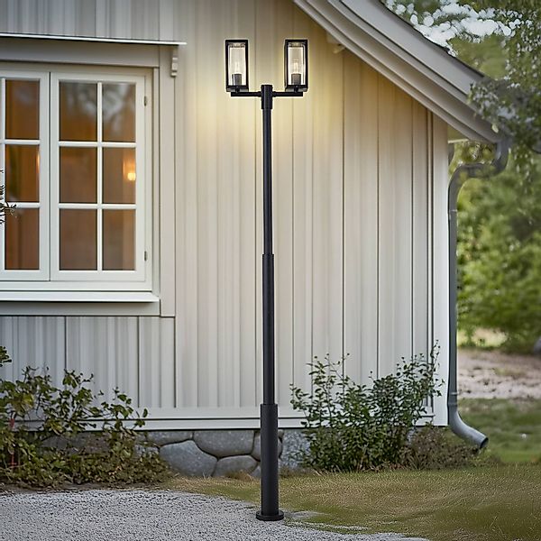 Lucande Außenlampe Siveta, 240cm, 2-flg., schwarz, E27, IP65 günstig online kaufen