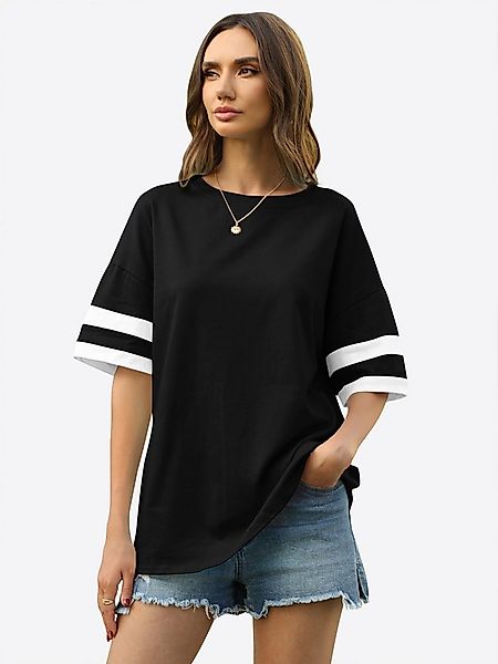 Imily Bela Kurzarmshirt Oversized T-Shirt Rundhalsausschnitt Loose Lässig ( günstig online kaufen
