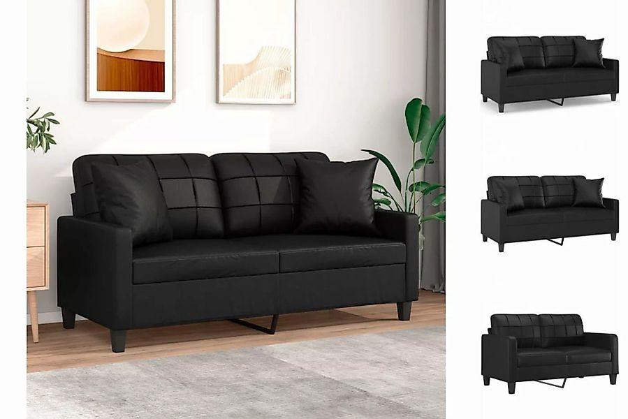 vidaXL Sofa 2-Sitzer-Sofa mit Zierkissen Schwarz 140 cm Kunstleder Couch Wo günstig online kaufen