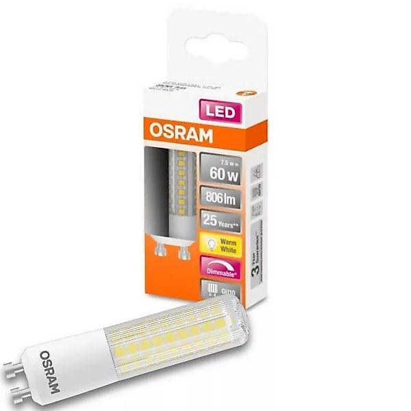 Osram LED Lampe ersetzt 60W Gu10 Kolben in Transparent 7W 806lm 2700K dimmb günstig online kaufen