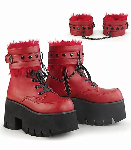 Gothic Ankle Boots ASHES-57 - Lederimitat Rot (Schuhgröße: EUR 38) günstig online kaufen