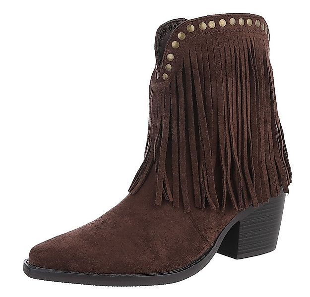Ital-Design Stiefeletten mit Fransen und Nieten für Damen Westernstiefelett günstig online kaufen