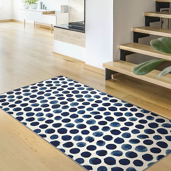 Teppich Große Aquarell Polkadots in Indigo günstig online kaufen