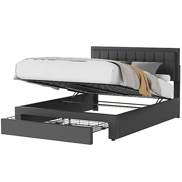 oyajia Polsterbett Doppelbett 160x200cm, Hydraulisch anhebbarer Stauraumbet günstig online kaufen