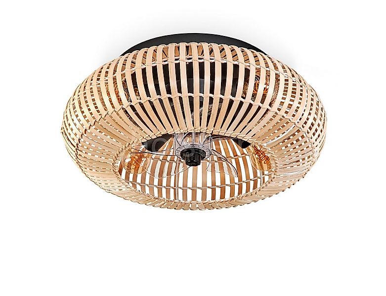 hofstein Deckenleuchte Deckenventilator mit Beleuchtung aus Metall/Bambus, günstig online kaufen
