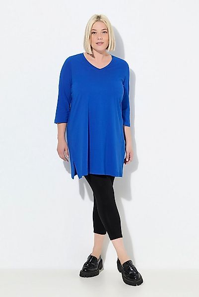 Ulla Popken Longshirt Longshirt A-Linie V-Ausschnitt 3/4-Arm günstig online kaufen